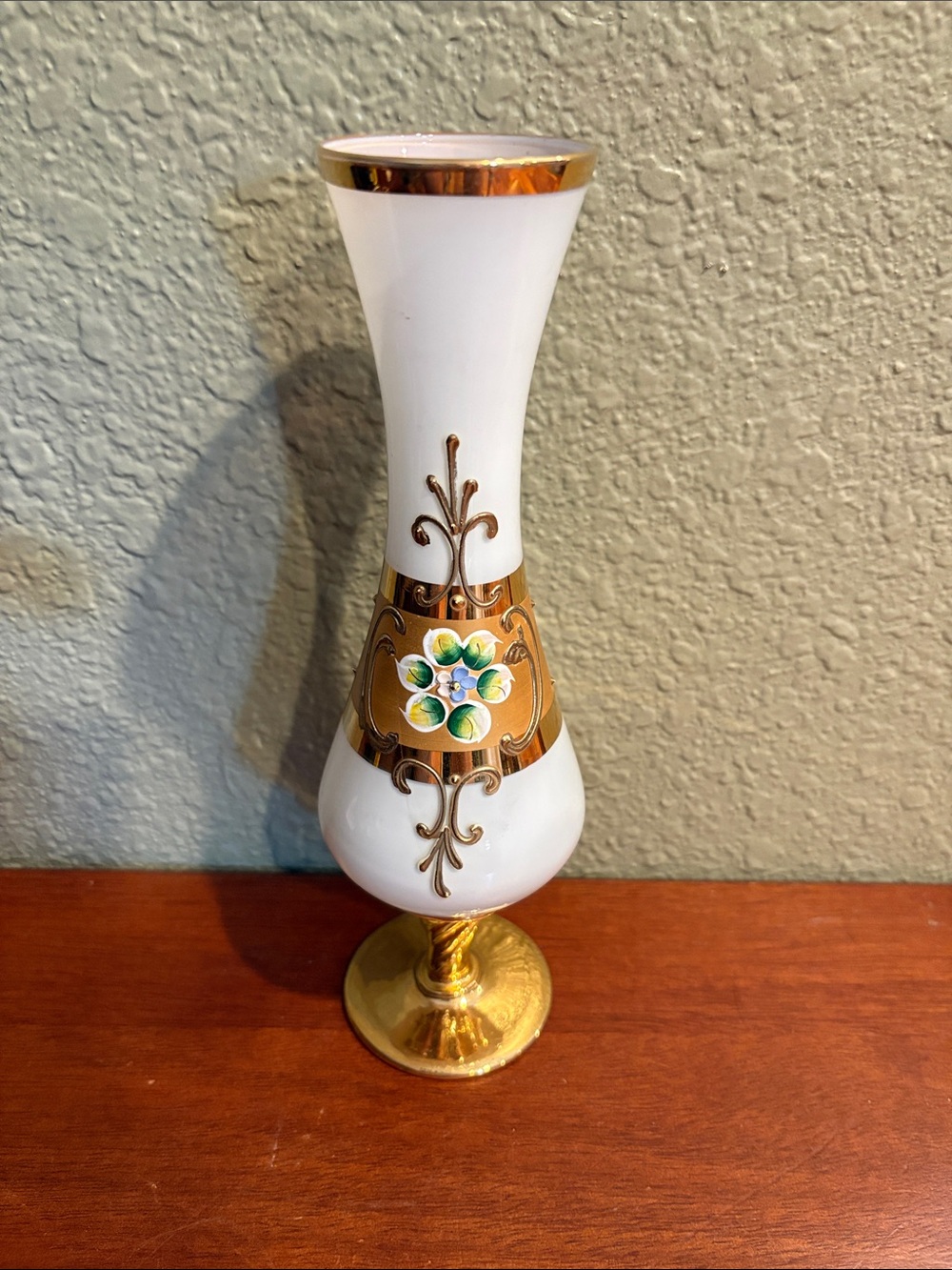 Vintage Bristol Decorative Glass Bud Vase with Floral Accent - Made in Italy